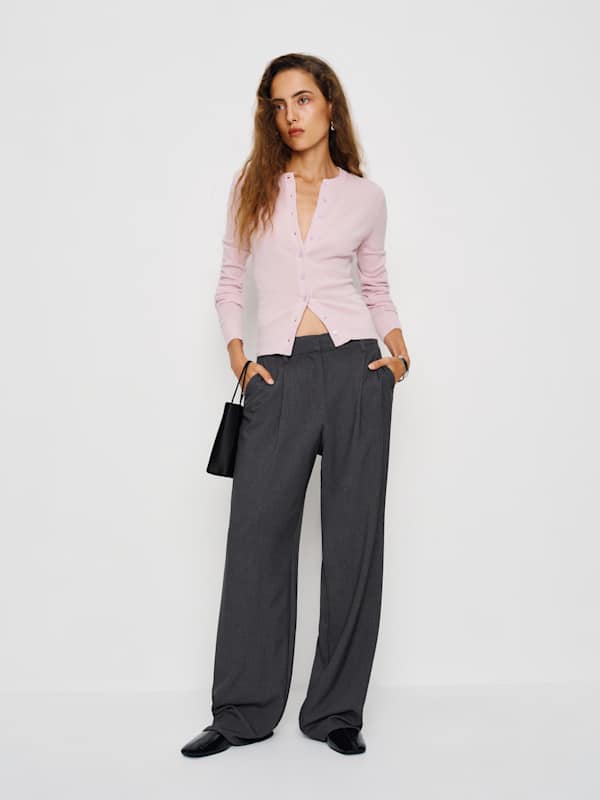 Farren Cashmere Crew Cardigan - Foxglove